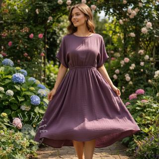 Double gauze/musselin aubergine