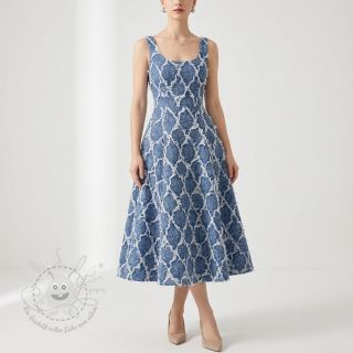 JEANS DENIM Ruffia Flowers design A