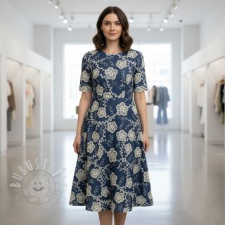 Baumwollstoff JEANS EMBROIDERY Flora design C