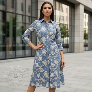 Baumwollstoff JEANS EMBROIDERY Flora design D