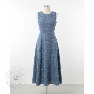 JEANS DENIM JACQUARD Flowers indigo