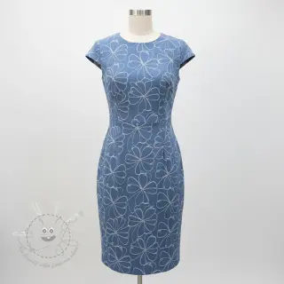 JEANS DENIM JACQUARD Flowers indigo