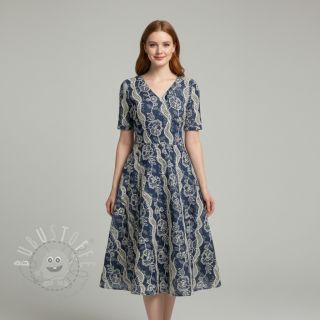 Baumwollstoff JEANS EMBROIDERY Flora design A