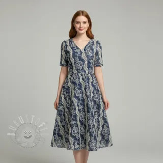 Baumwollstoff JEANS EMBROIDERY Flora design A