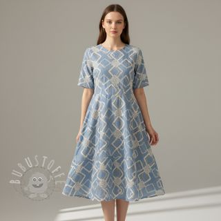 Baumwollstoff JEANS EMBROIDERY Square light blue