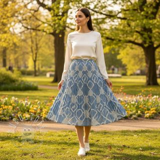 Baumwollstoff JEANS EMBROIDERY Square light blue