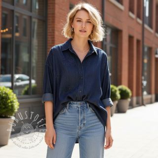 Baumwollstoff JEANS FOIL Flowers