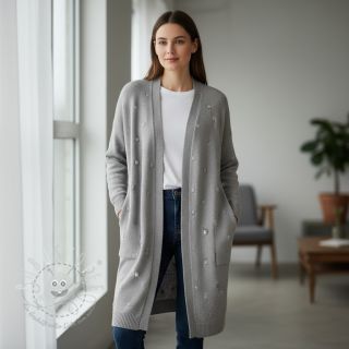 Strickstoff BIG KNIT DOT grey