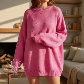 Strickstoff BIG KNIT DOT pink