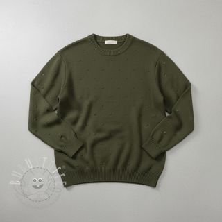 Strickstoff BIG KNIT DOT camo green