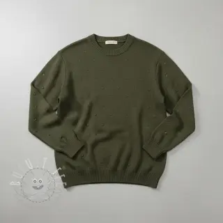 Strickstoff BIG KNIT DOT camo green