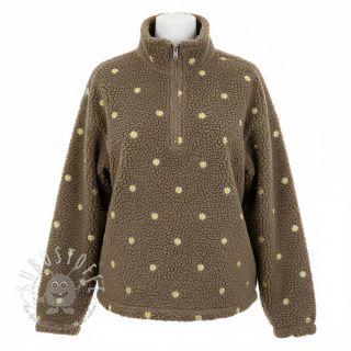 Mantelstoff TEDDY EMBROIDERY Mini taupe
