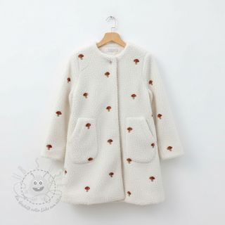 Mantelstoff EMBROIDERY Little mushrooms off white