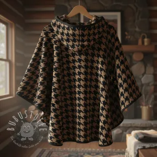 Mantelstoff TEDDY JACQUARD PIED DE POULE camel