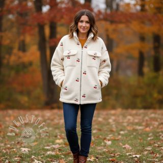 Mantelstoff TEDDY EMBROIDERY Cherries