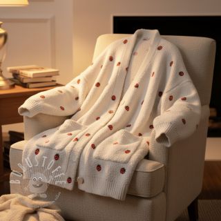 Mantelstoff TEDDY EMBROIDERY Strawberries off white