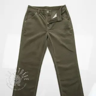 Cord 6W WASHED STRETCH camo green