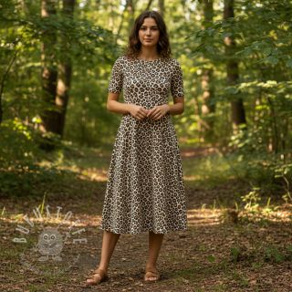 Cord STRETCH Little Leopard light sand