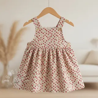 Cord STRETCH Little strawberries light sand