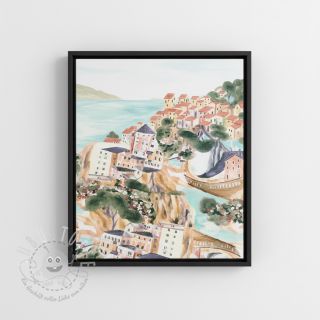 Dekostoff Houses ecru digital print