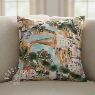 Dekostoff Houses ecru digital print