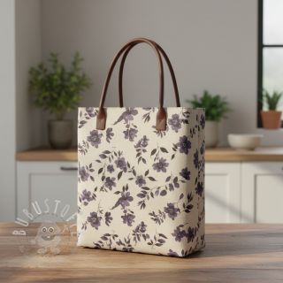 Dekostoff Linenlook Night flowers digital print