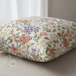 Dekostoff Linenlook Flowers meadow digital print
