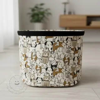 Dekostoff Linenlook Dogs natural
