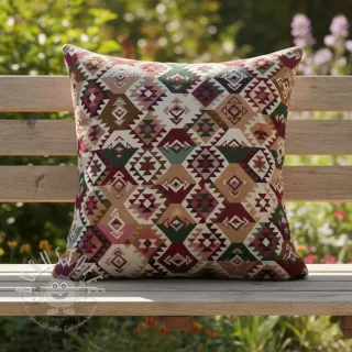 Dekostoff jacquard Kilim fuchsia vert
