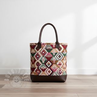 Dekostoff jacquard Kilim fuchsia vert