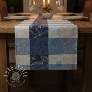 Dekostoff FRENCH TABLE CLOTH JACQUARD Cabosse allover indigo
