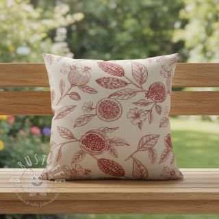 Dekostoff RUSTIC VINTAGE PRINT Granata groseille