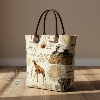 Dekostoff premium Linenlook Wildlife Safari Trip digital print