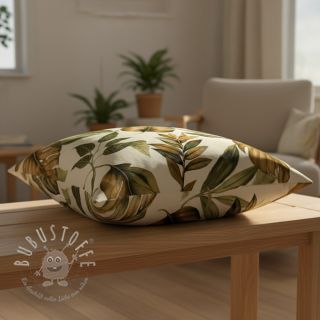 Dekostoff premium Linenlook Botanic Bold Leaf digital print