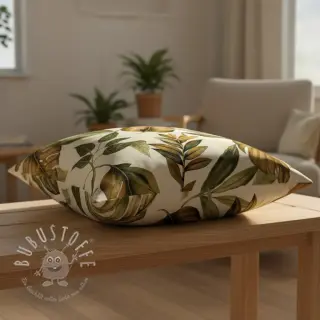 Dekostoff premium Linenlook Botanic Bold Leaf digital print