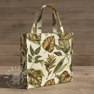 Dekostoff premium Linenlook Botanic Bold Leaf digital print