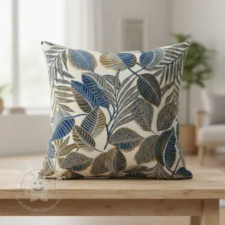 Dekostoff jacquard Cacao allover bleu