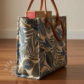 Dekostoff jacquard Cacao allover bleu
