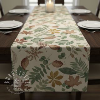 Dekostoff premium Linenlook Coloured Leaf Mix digital print