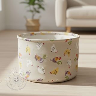 Dekostoff Linenlook Rooster And Chick