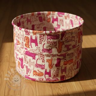 Dekostoff Linenlook Cat Wildlife Art pink