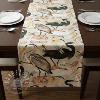 Dekostoff VELVET Heron bird camel