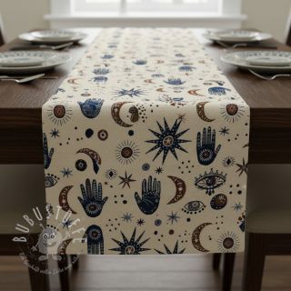 Dekostoff jacquard Namaste allover blanc