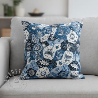 Dekostoff jacquard Tucan allover bleu