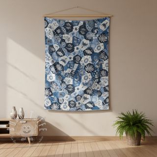 Dekostoff jacquard Tucan allover bleu