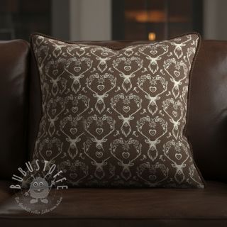 Dekostoff jacquard DOUBLE FACE Landhaus Deer Heart taupe