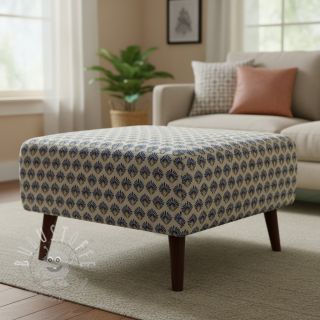 Dekostoff Linenlook Graphic Peacock