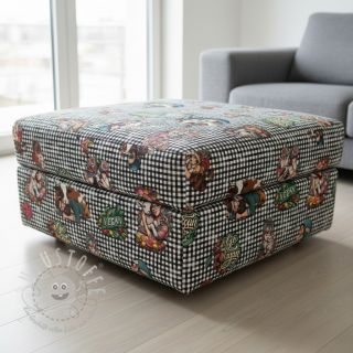 Dekostoff Vegan black check digital print