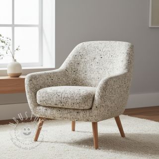 Dekostoff Linenlook Dog cartoon line