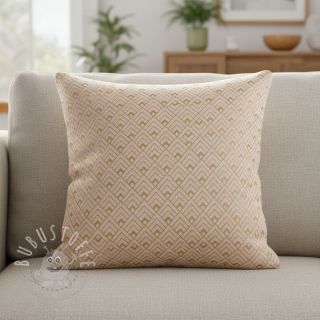 Dekostoff Linenlook Art deco cubes rose metallic premium